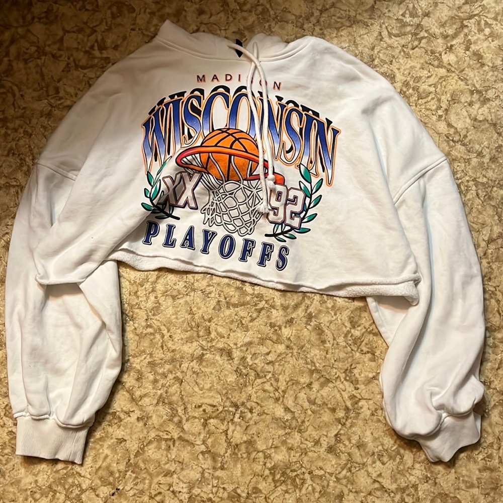 White cropped H&M hoodie - Picture 4 of 6